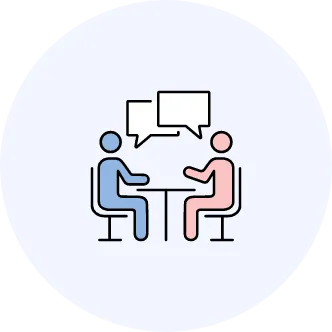 顧客と打ち合わせをするアイコン